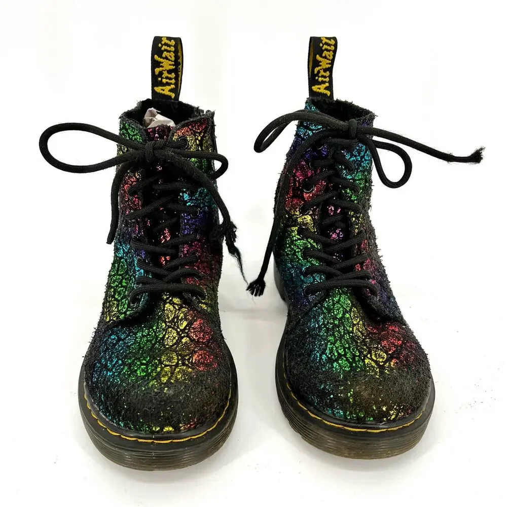 Dr.‎ Martens Kids 1 1460 Pascal kids Rainbow Iridescent Suede Combat Boot
